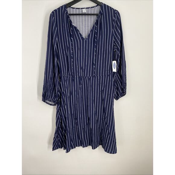 Old Navy Shift Dress Size Medium Striped Lagenlook Bohemian Beach Grunge NWT 858 - Picture 1 of 8